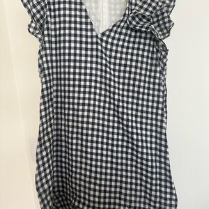 MADEWELL Gingham Checkered Ruffle Sleeve Dress